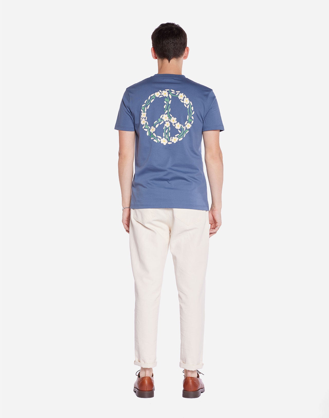 T-shirt Peace bleu cobalt
