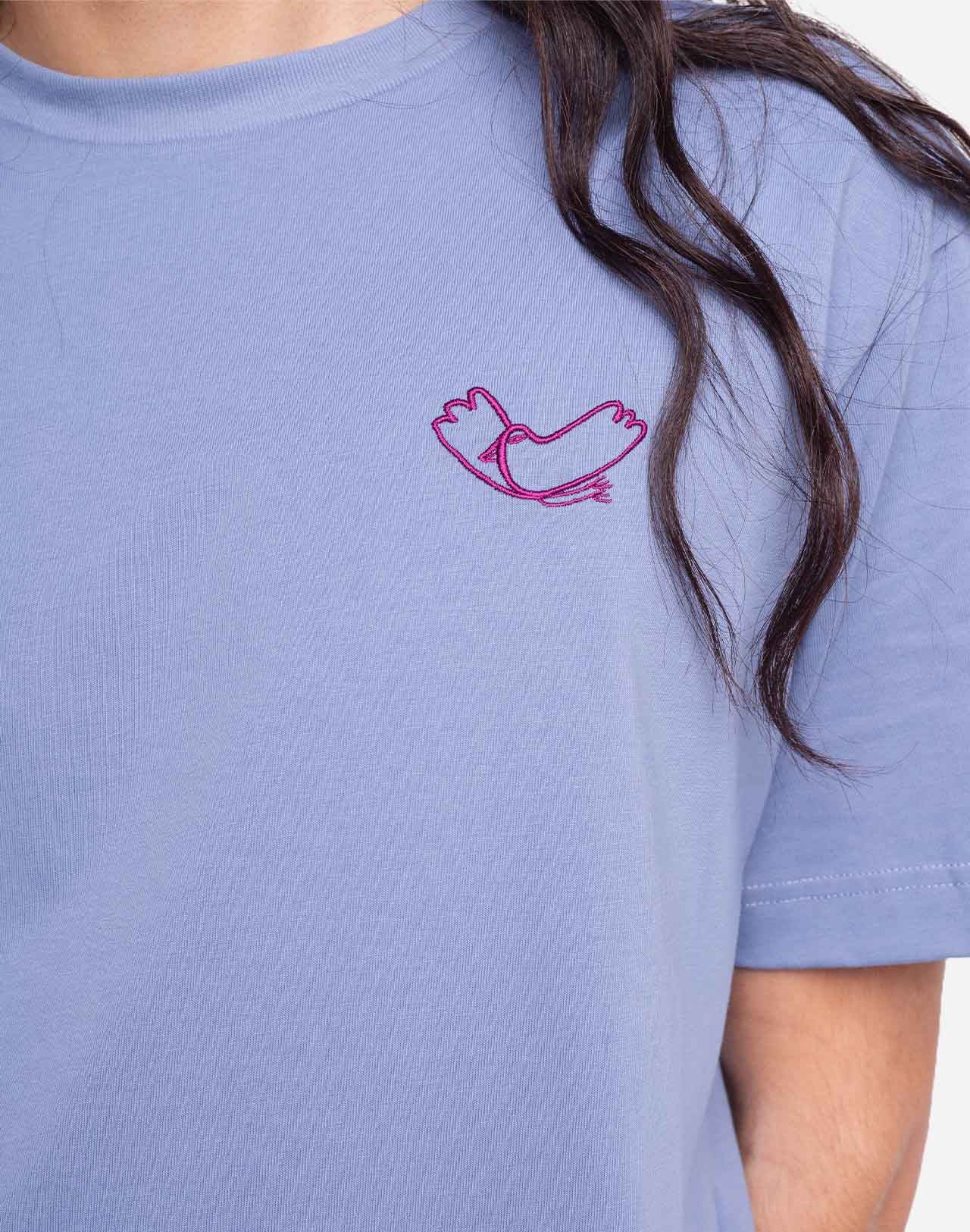T-shirt Passarinho bleu azur ample