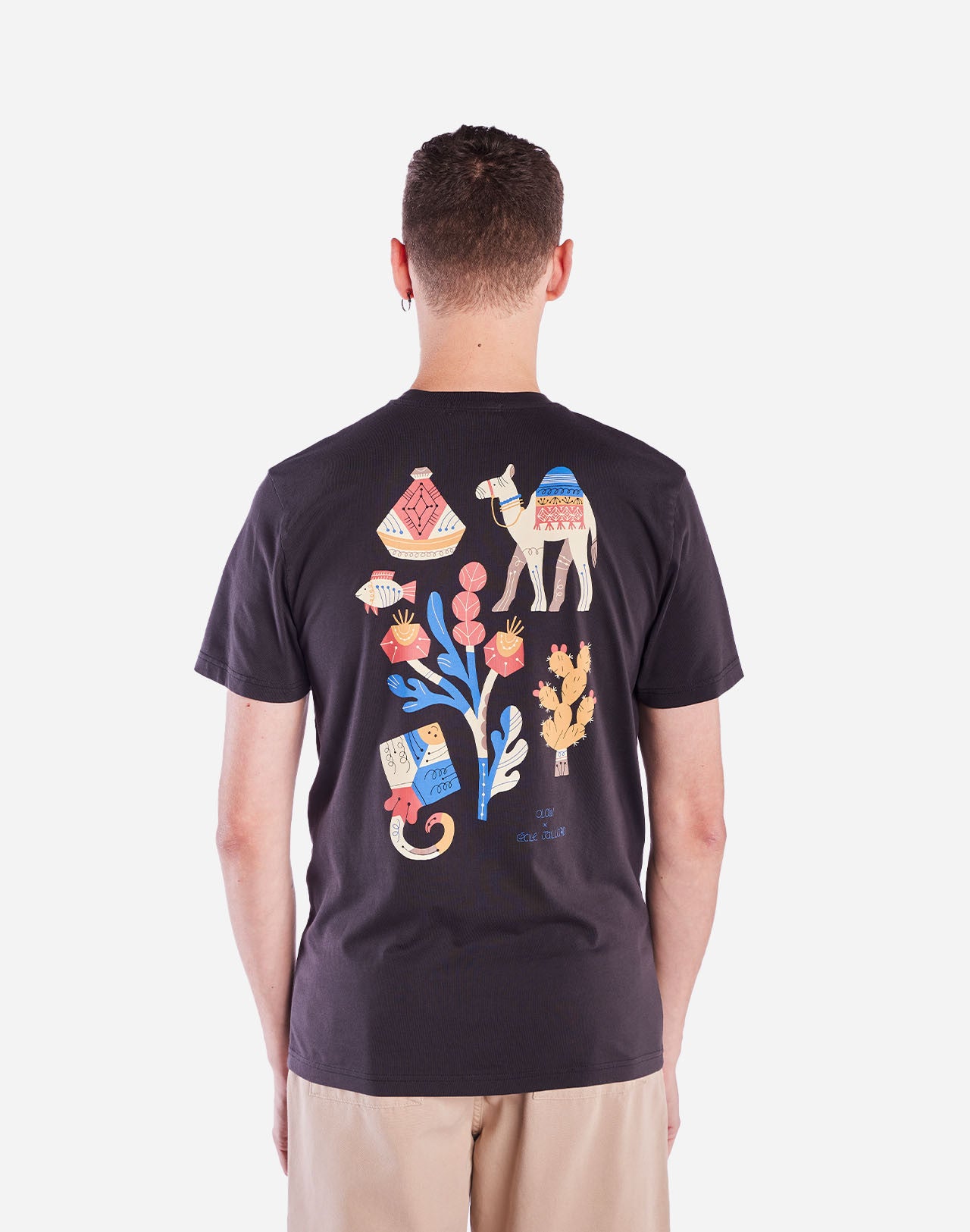 T-shirt Magic Flower noir carbone