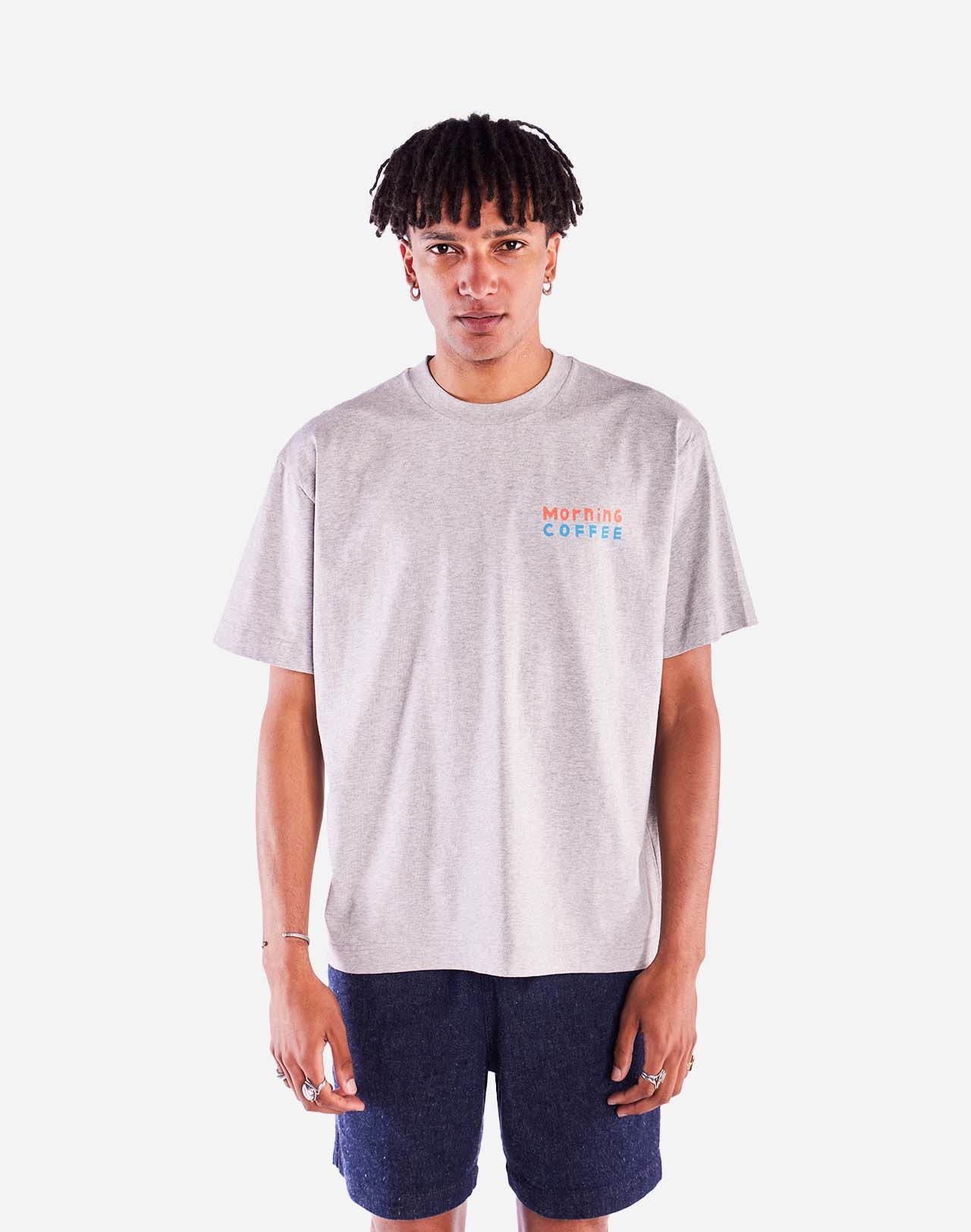 T-shirt ample Morning Coffee gris chiné