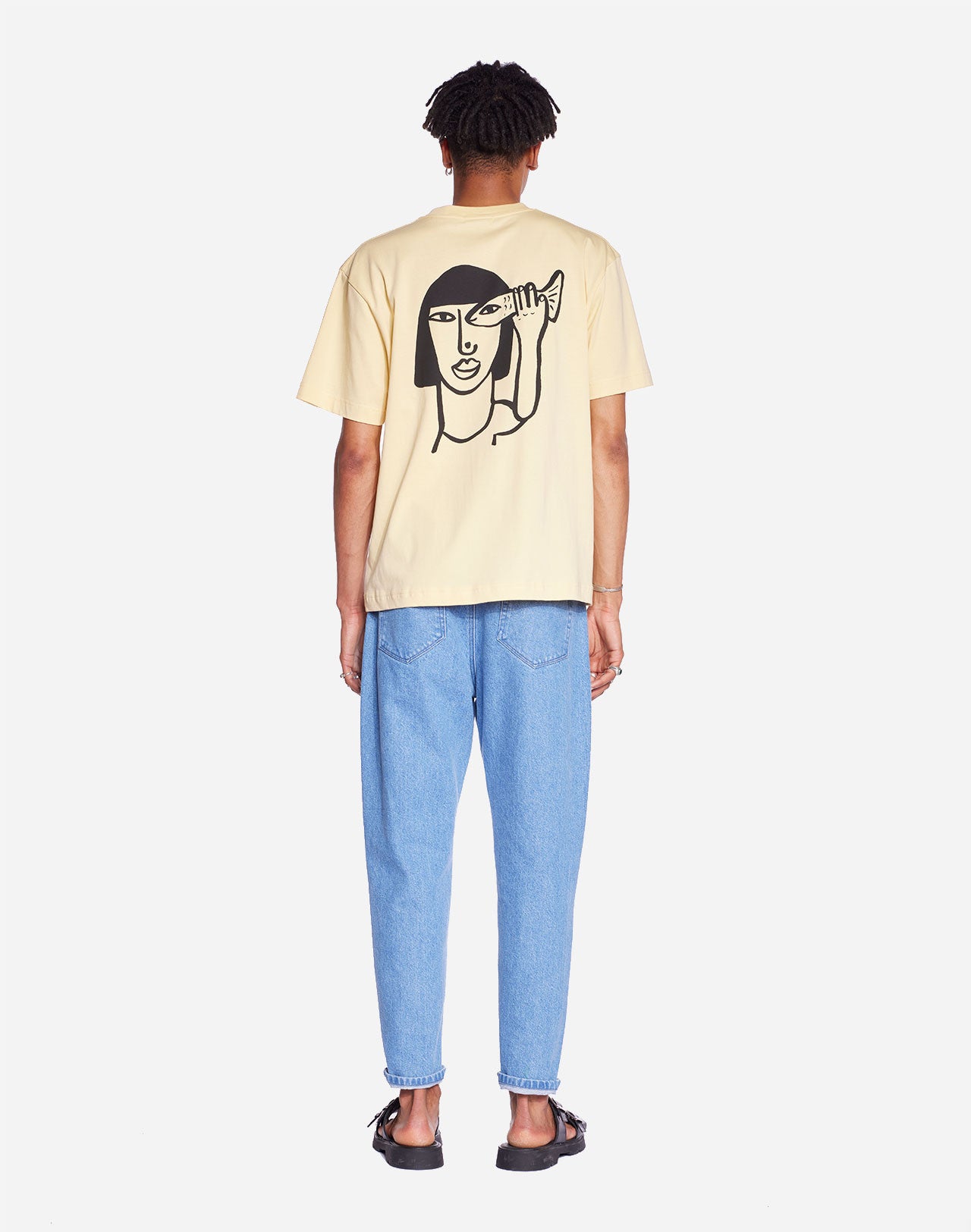 T-shirt Fish Eye ample jaune pastel
