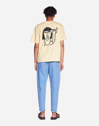 T-shirt Fish Eye ample jaune pastel