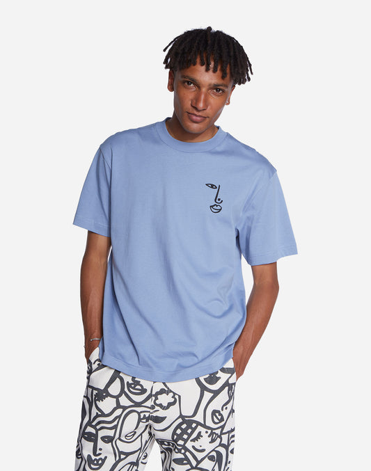 T-shirt Fish Eye ample bleu azur