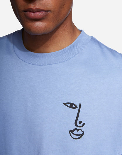 T-shirt Fish Eye ample bleu azur