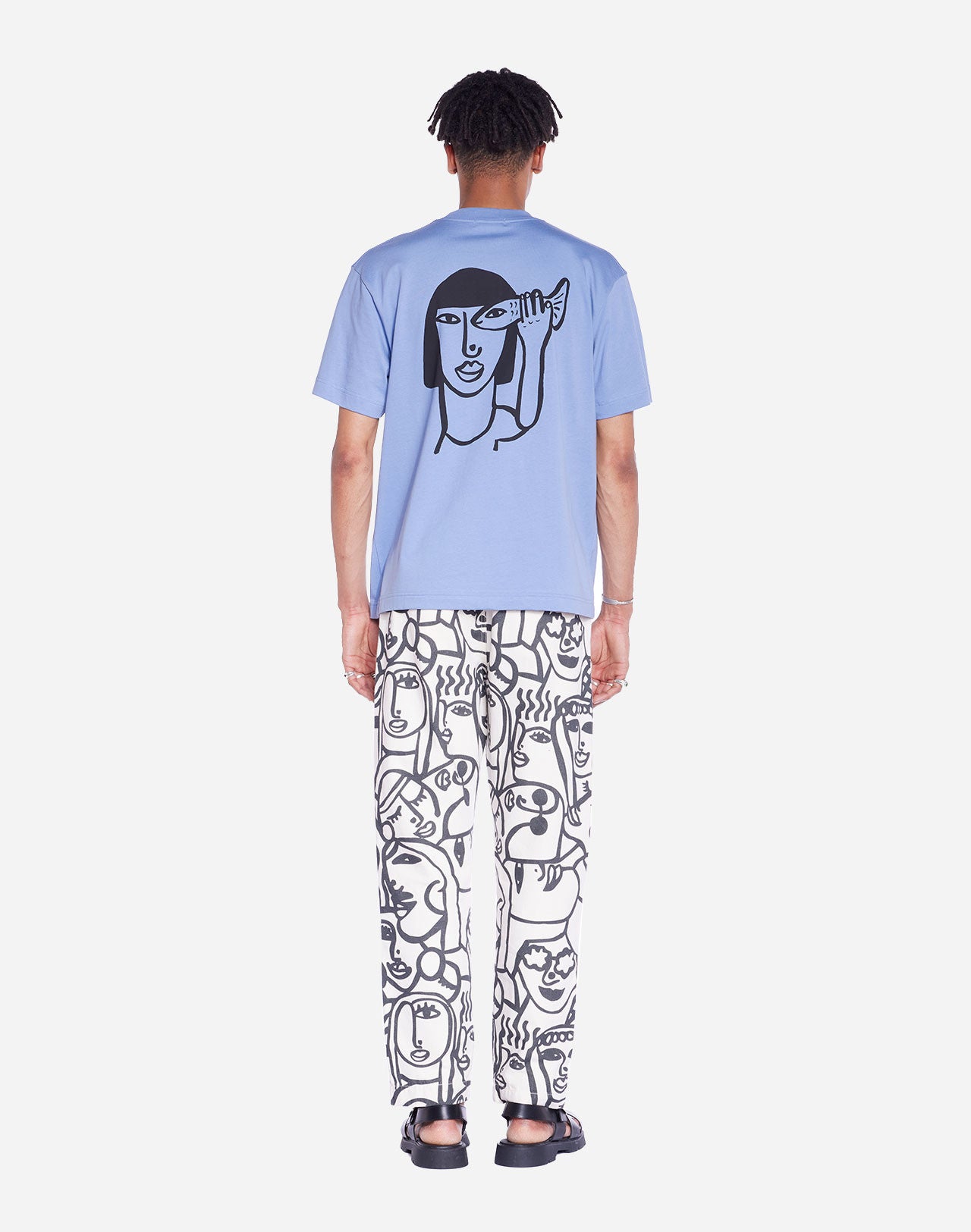 T-shirt Fish Eye ample bleu azur