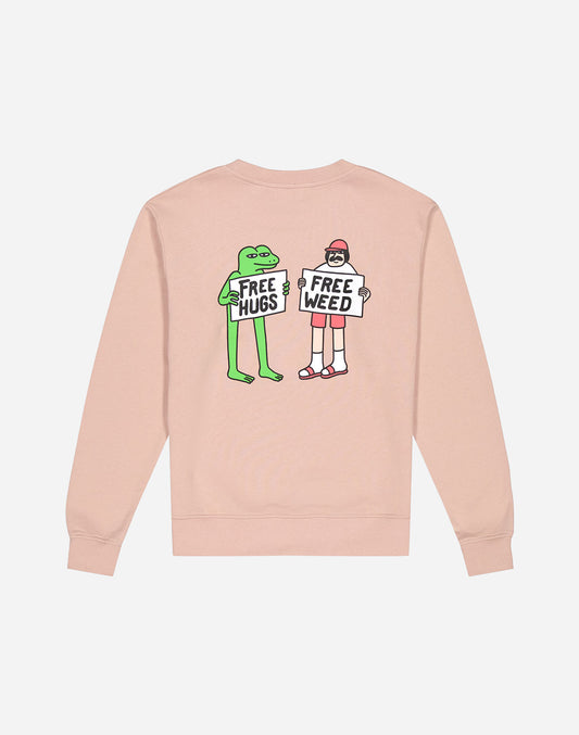 Sweat Free Hugs rose pastel