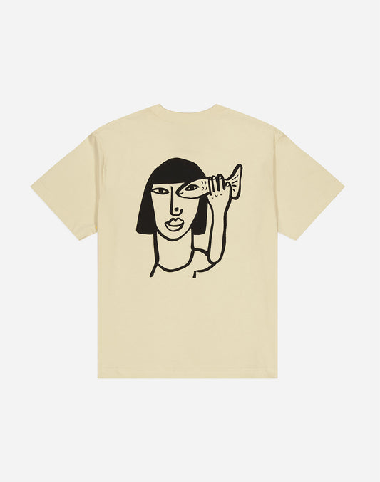 T-shirt Fish Eye ample jaune pastel