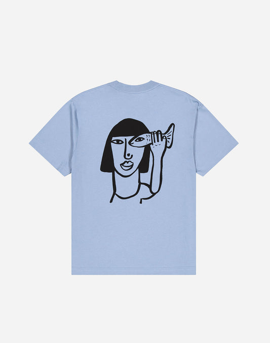 T-shirt Fish Eye ample bleu azur