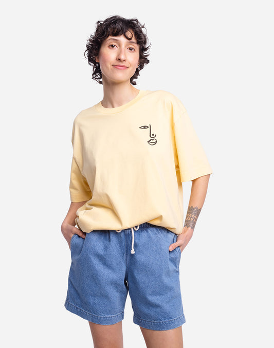 T-shirt Fish Eye ample jaune pastel