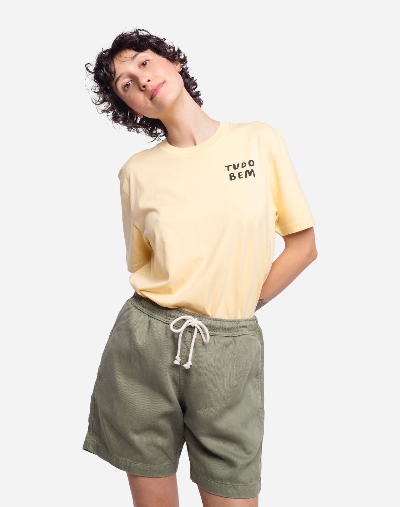 T-shirt Tudo Bem jaune pastel