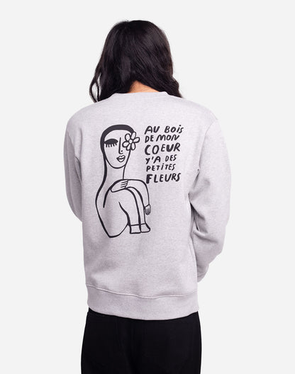 Sweat Mon Cœur gris chiné