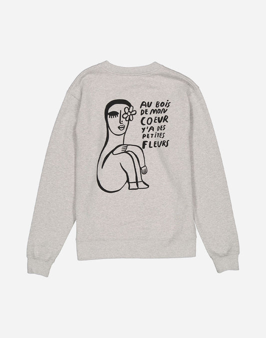 Sweat Mon Cœur gris chiné