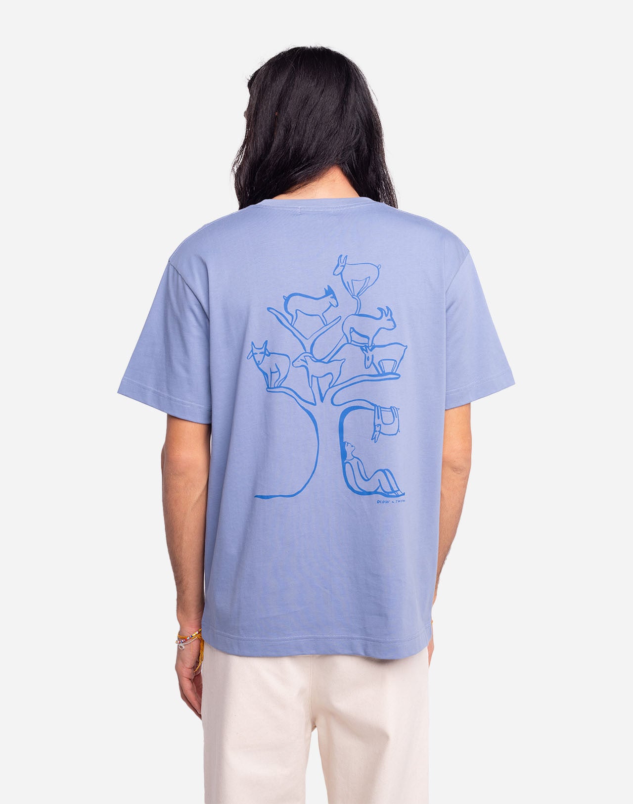 T-shirt Capra bleu azur ample