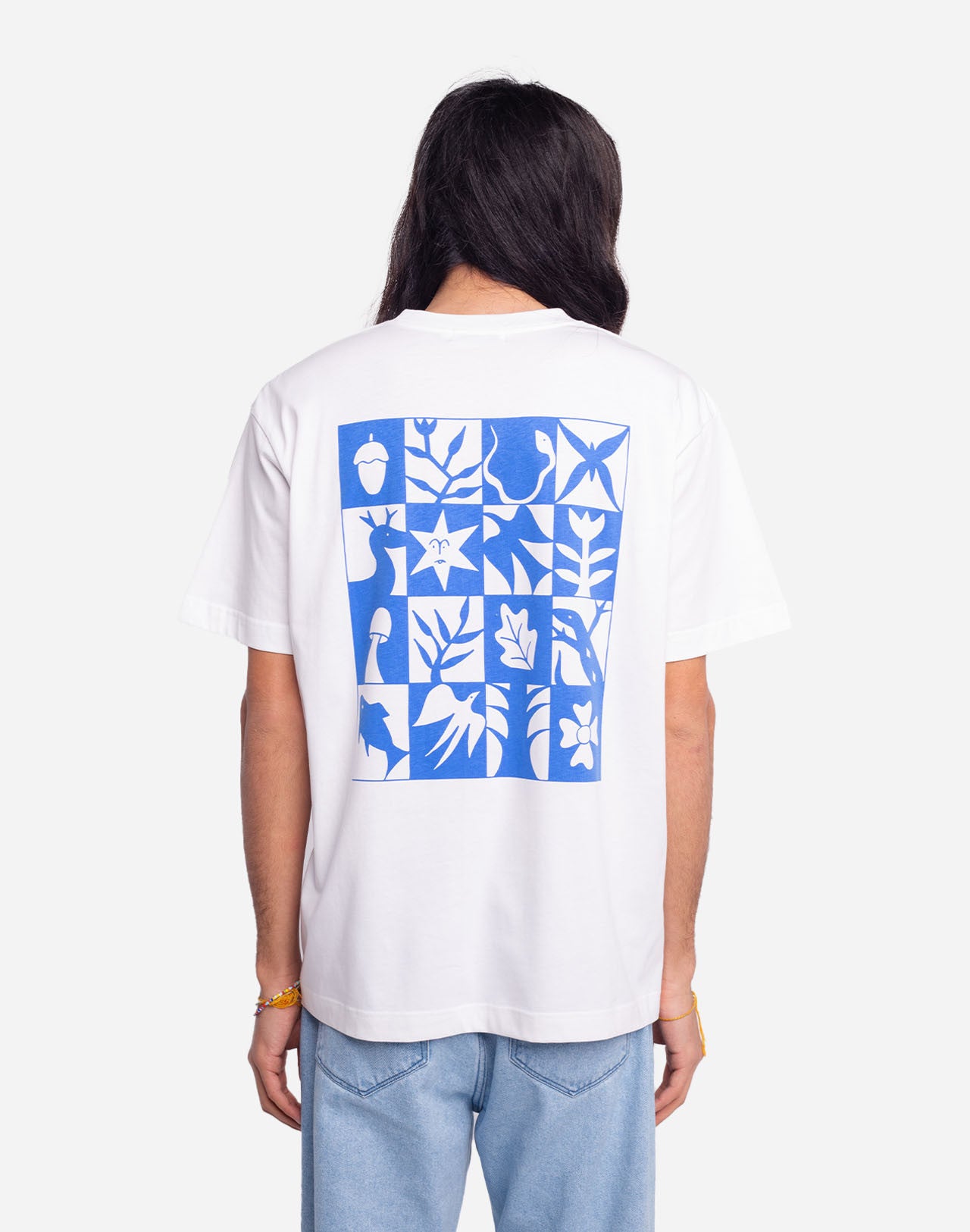 T-shirt Damier écru ample