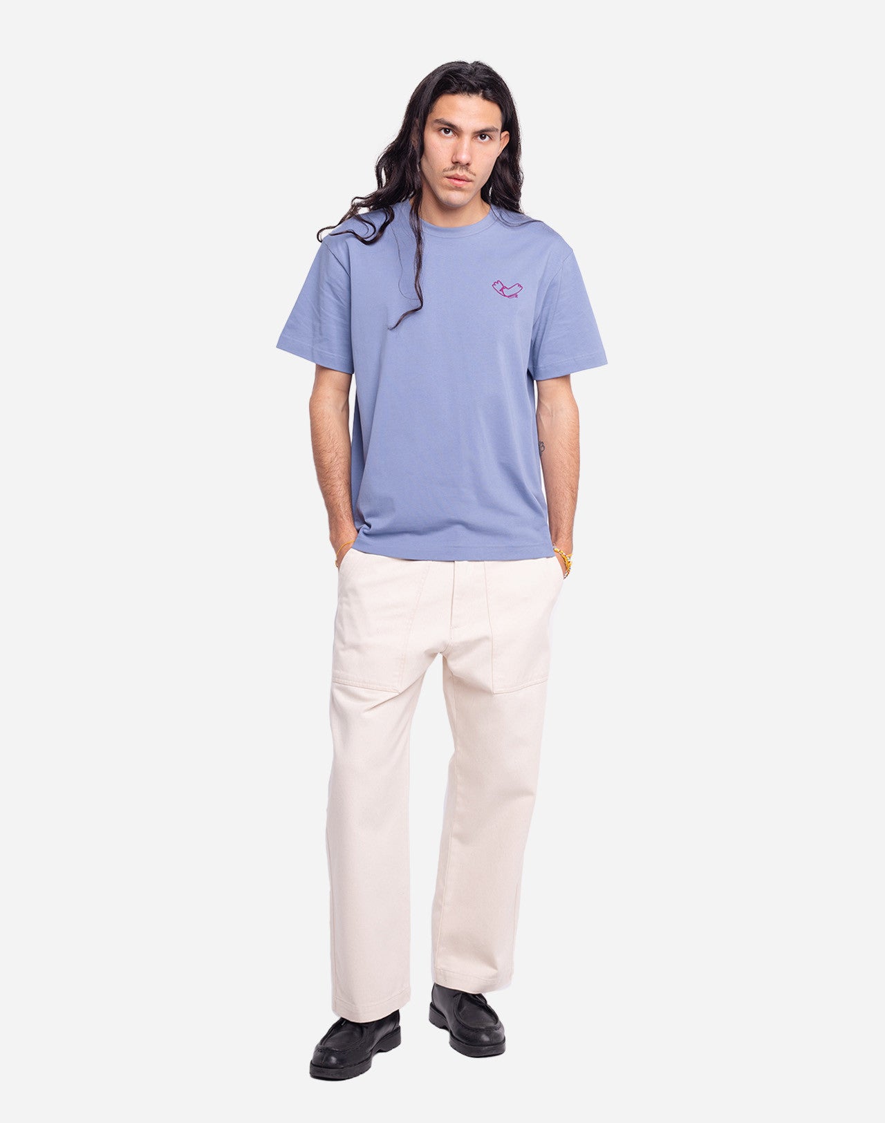 T-shirt Passarinho bleu azur ample
