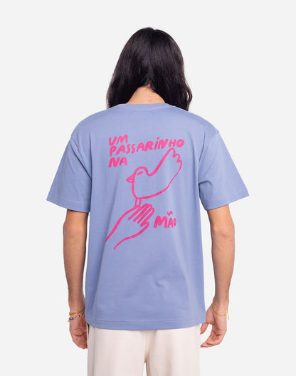 T-shirt Passarinho bleu azur ample