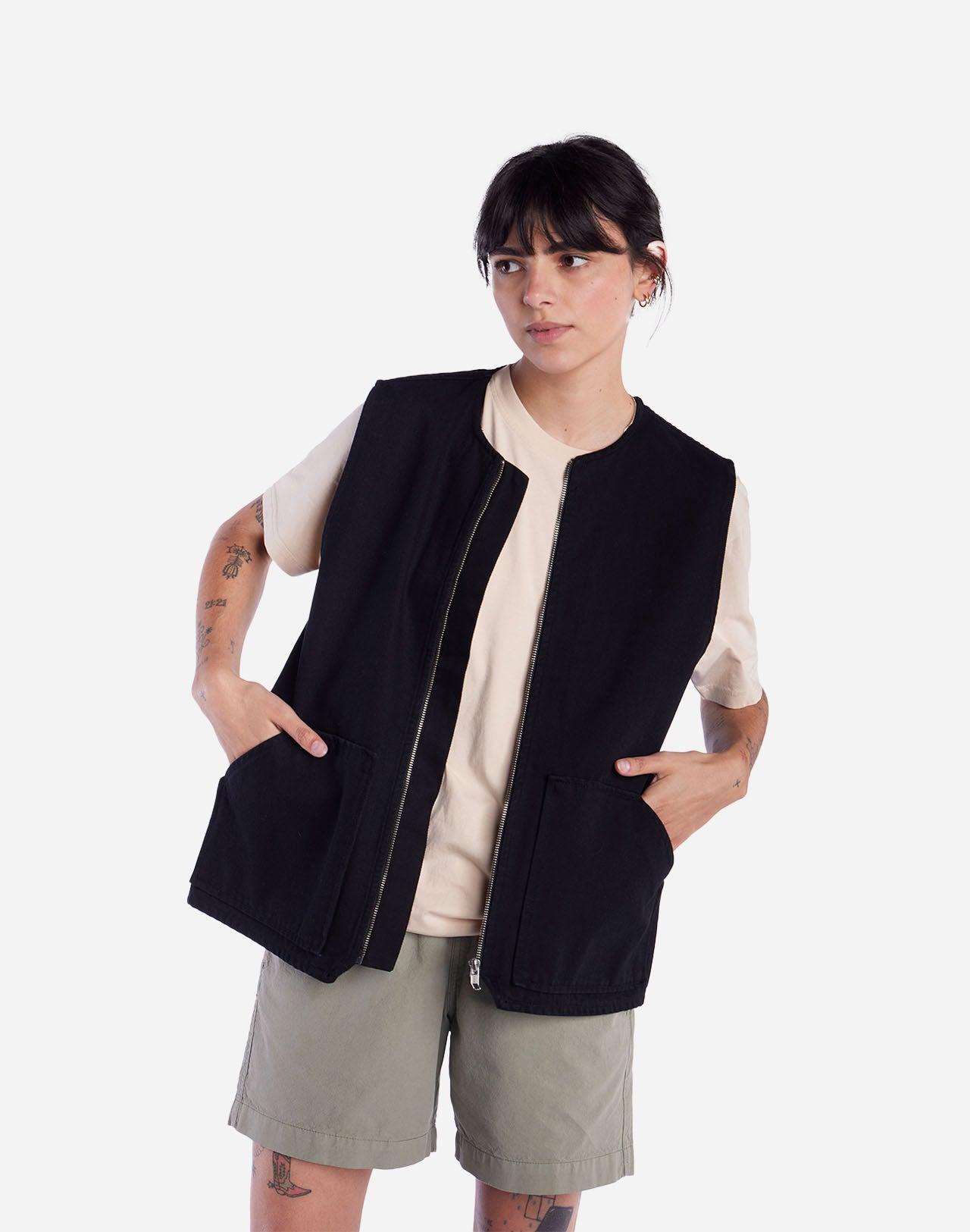 Veste sans manches Tapiya denim noir
