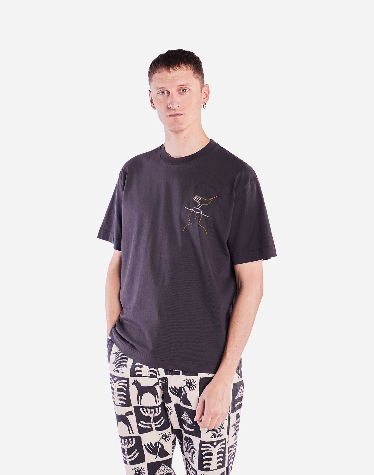 T-shirt ample Hat Roost noir carbone