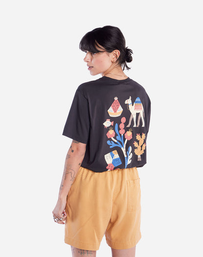 T-shirt Magic Flower noir carbone