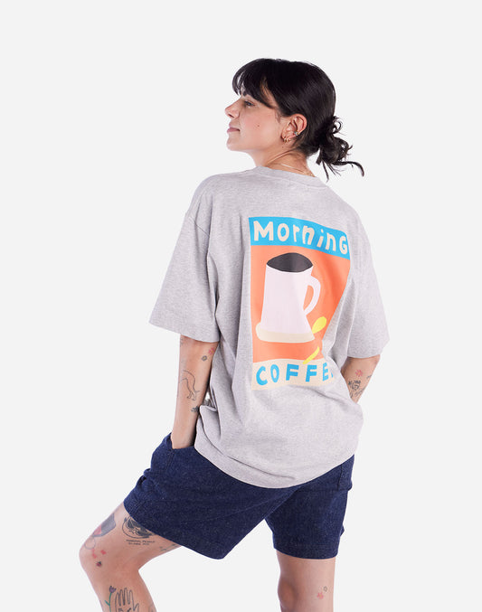 T-shirt ample Morning Coffee gris chiné