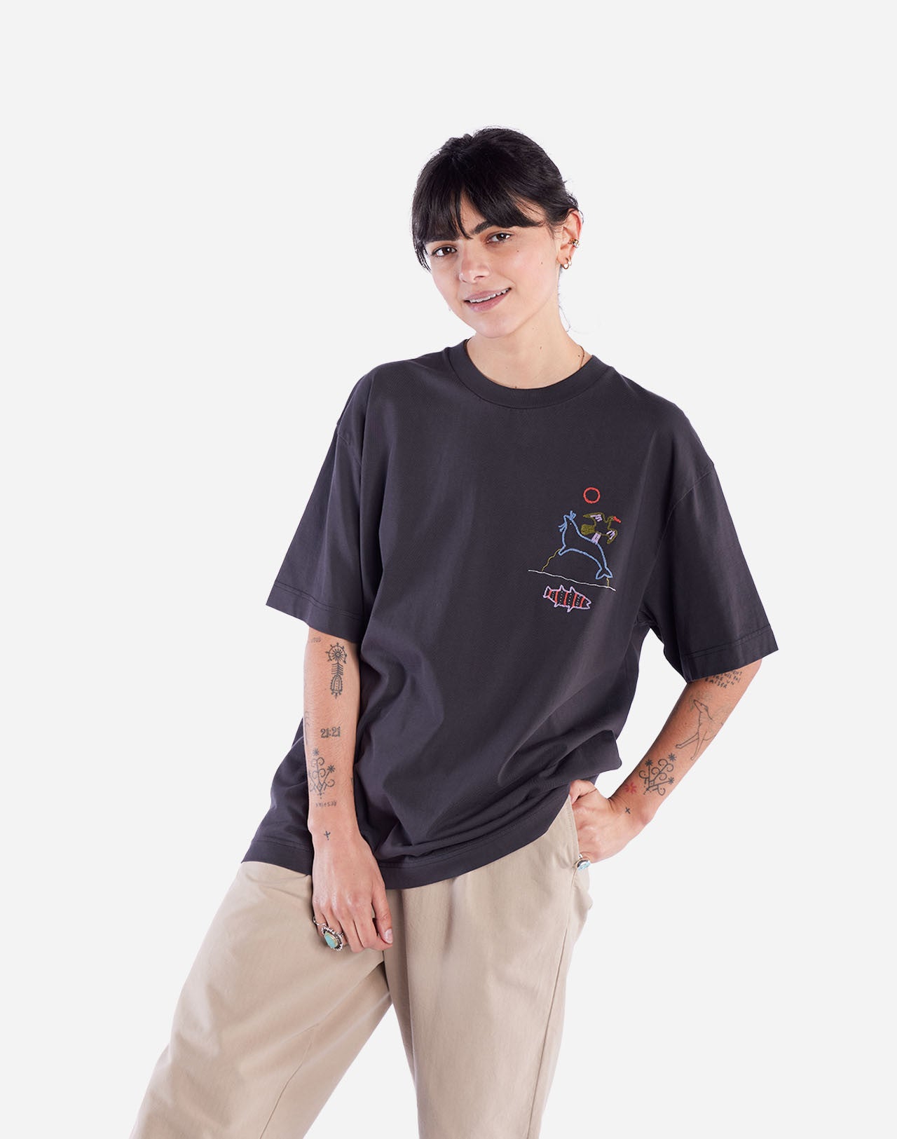 T-shirt ample Trelissick noir carbone