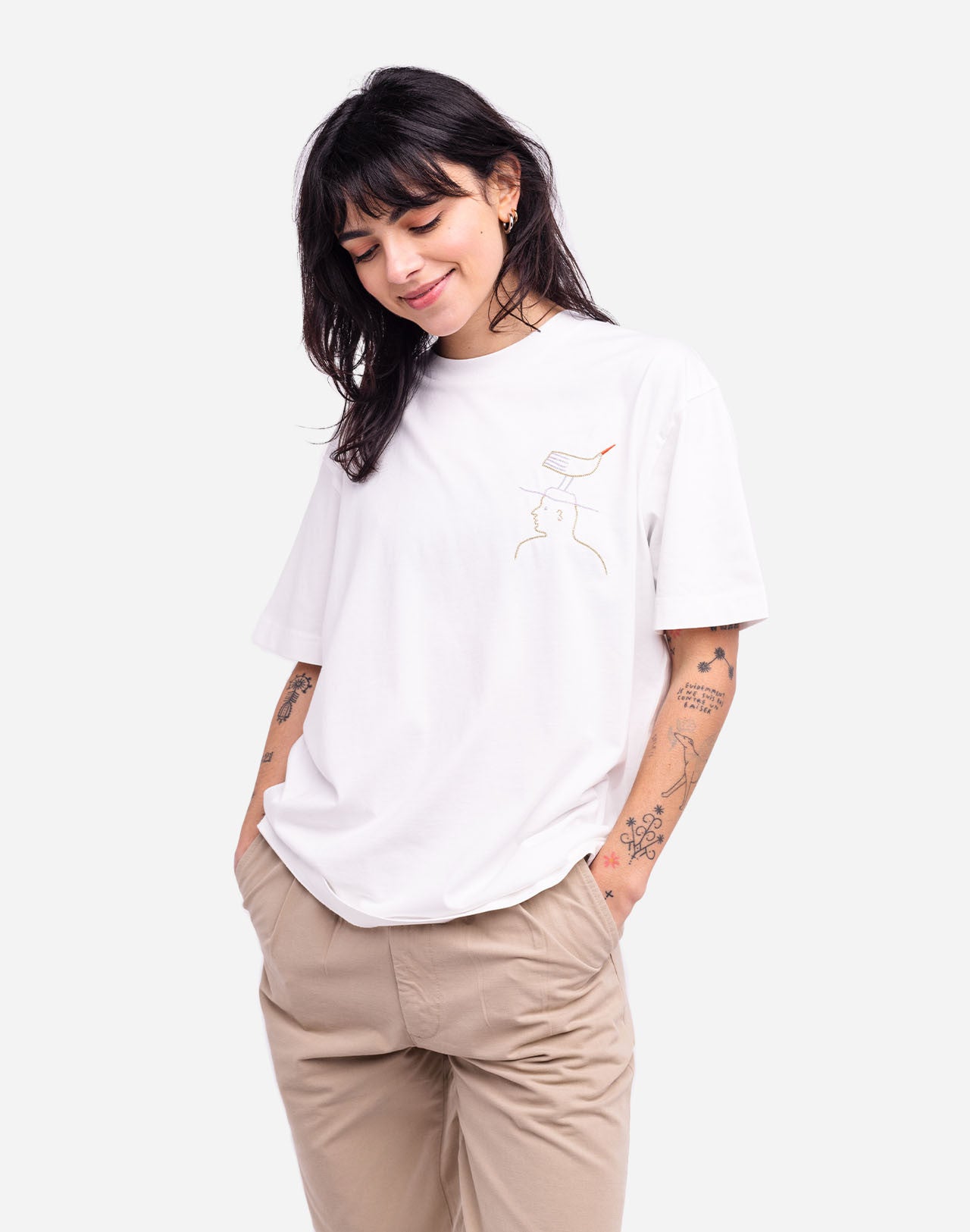 T-shirt ample Hat Roost écru