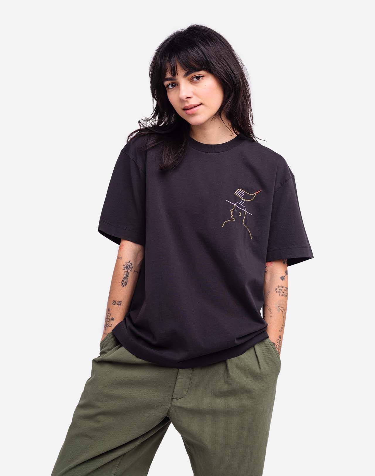 T-shirt ample Hat Roost noir carbone
