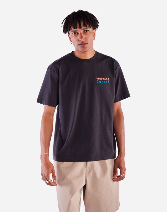 T-shirt ample Morning Coffee noir carbone