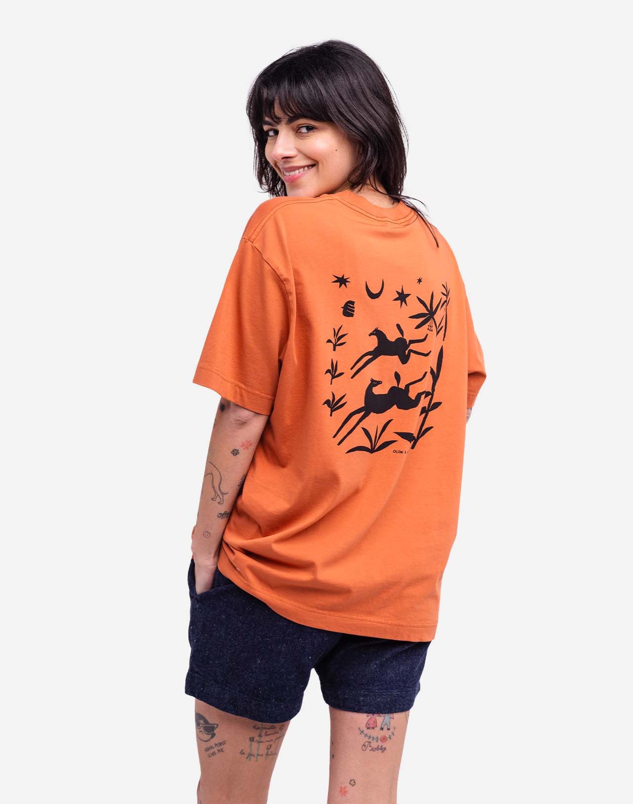 T-shirt ample Night Trip mandarine