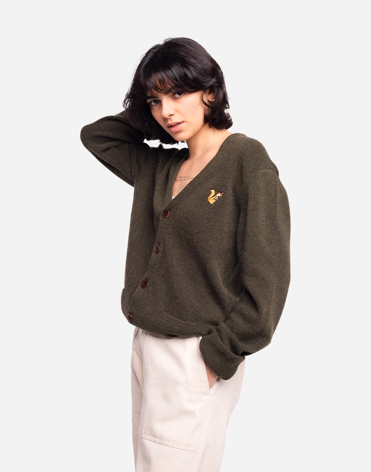 Cardigan Esquilo kaki