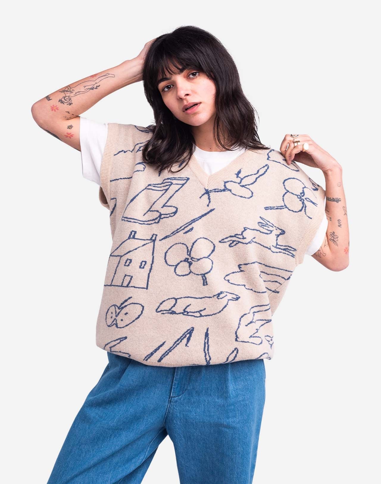 Pull sans manches Agon beige