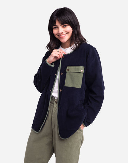Sweat boutonné Okina bleu marine