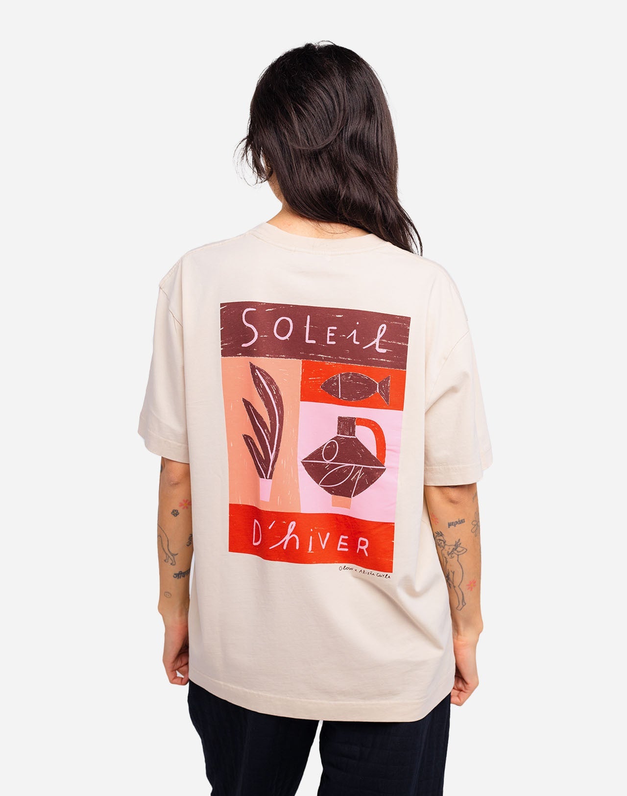 T-shirt ample Soleil d'hiver gris chiné