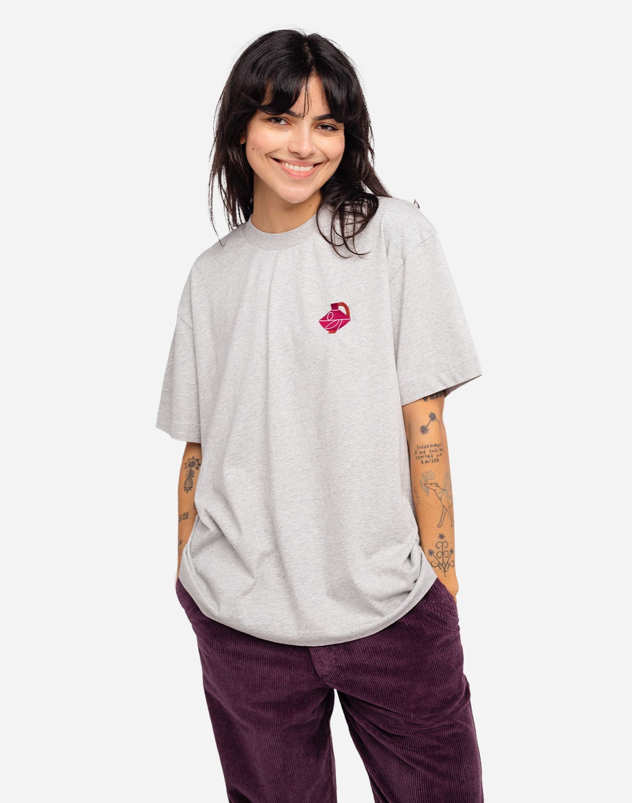 T-shirt ample Soleil d'hiver gris chiné