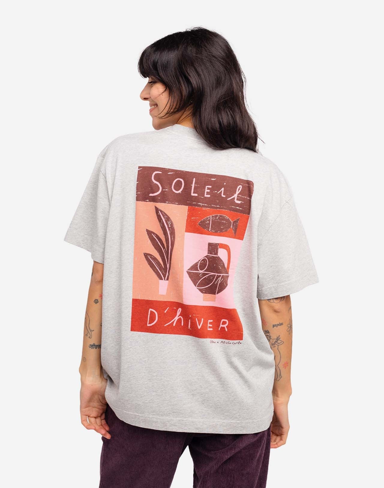 T-shirt ample Soleil d'hiver gris chiné