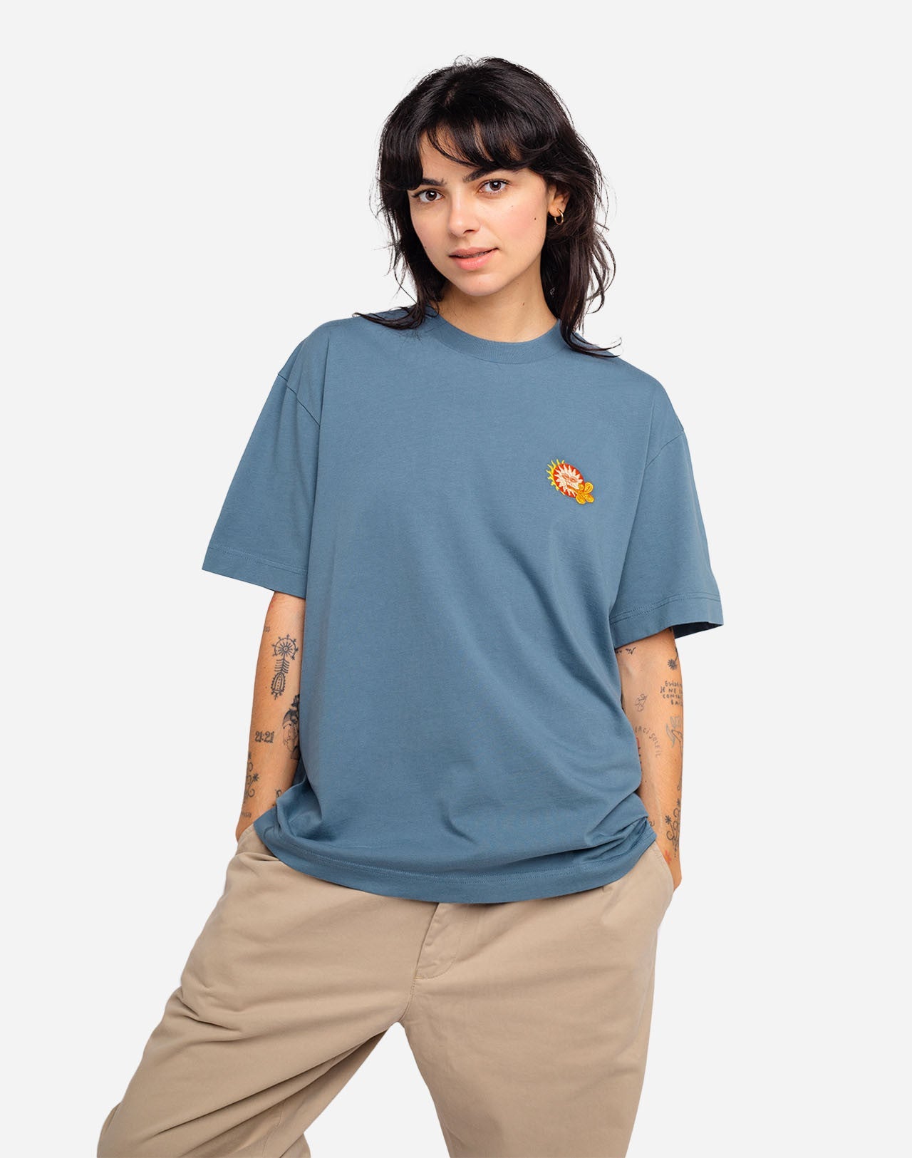 T-shirt ample Weather bleu acier