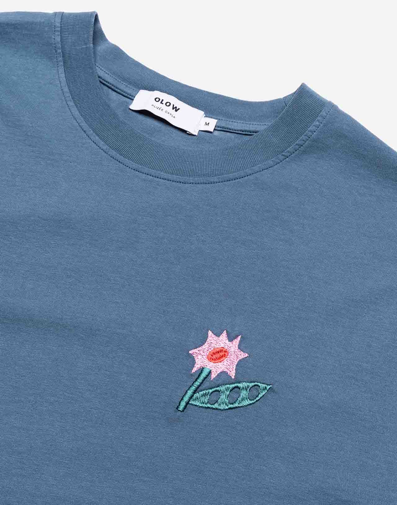 T-shirt Flowering bleu acier
