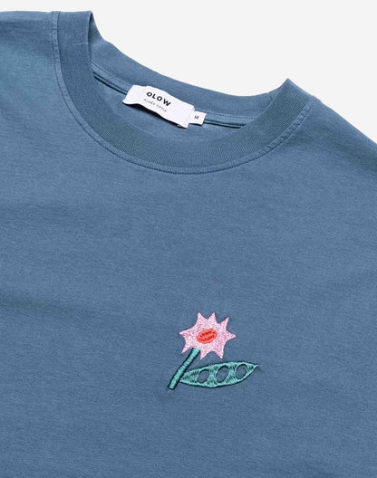 T-shirt Flowering bleu acier