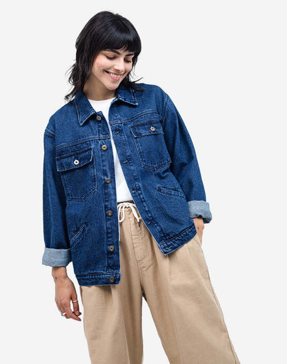 Veste Hekinan Market Plant denim bleu